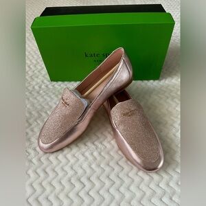Kate Spade Pink Gold Flats Elegant Metallic Loafers